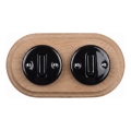 Elhard - Double ceramic retro switch with frame No. 1 black/light wood