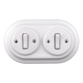 Elhard - Double ceramic retro switch with frame No. 1, white