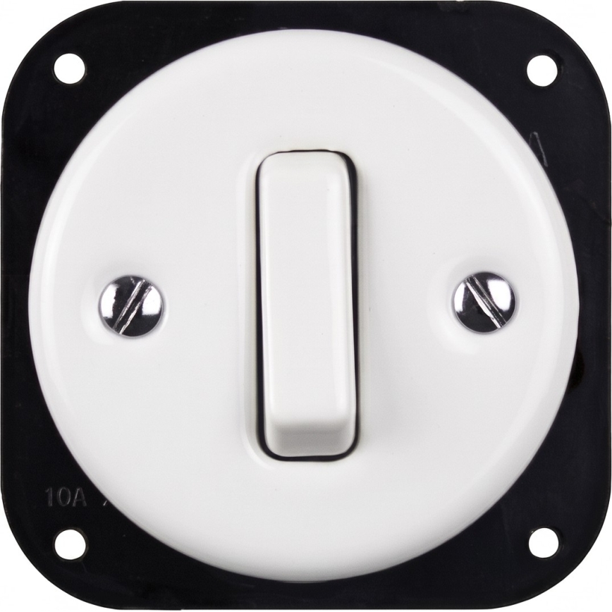 Elhard - Double ceramic retro switch with frame No. 1, white