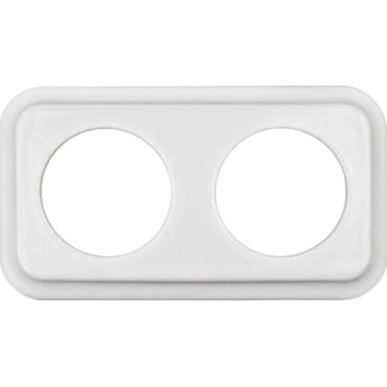 Elhard - Double Ceramic Retro Wall Socket (SCHUKO) with Frame, 230V, White