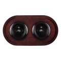 Elhard - Double ceramic retro wall socket with frame 230V black/dark wood
