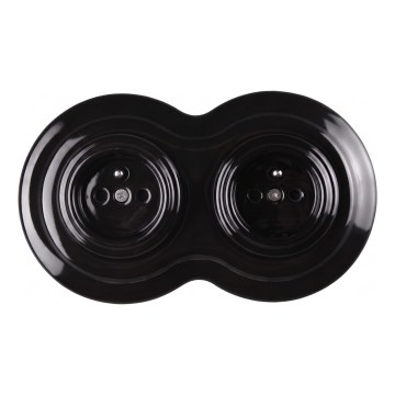 Elhard - Double ceramic retro wall socket with frame 230V black