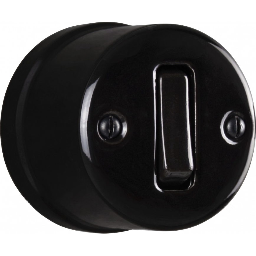 Elhard - Double ceramic retro wall switch with frame No. 1, black
