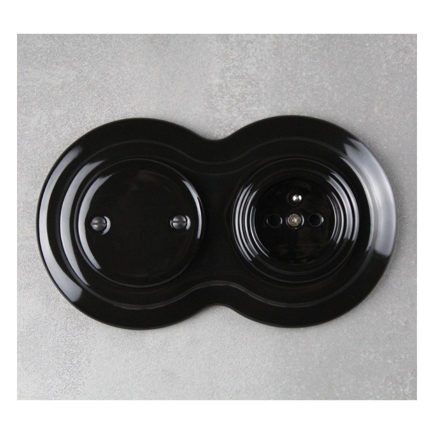 Elhard - Double Retro Ceramic Frame, Black