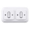 Elhard - Double Retro Ceramic Switch with Frame No. 1, White