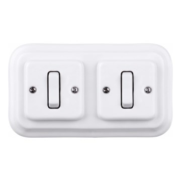 Elhard - Double Retro Ceramic Switch with Frame No. 1, White