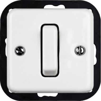Elhard - Double Retro Ceramic Switch with Frame No. 1, White