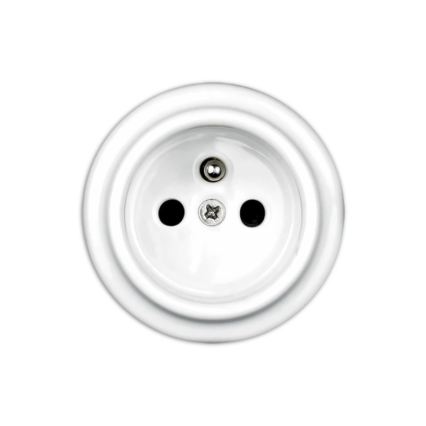 Elhard - Double Retro Ceramic Wall Socket with Frame, 230V, White