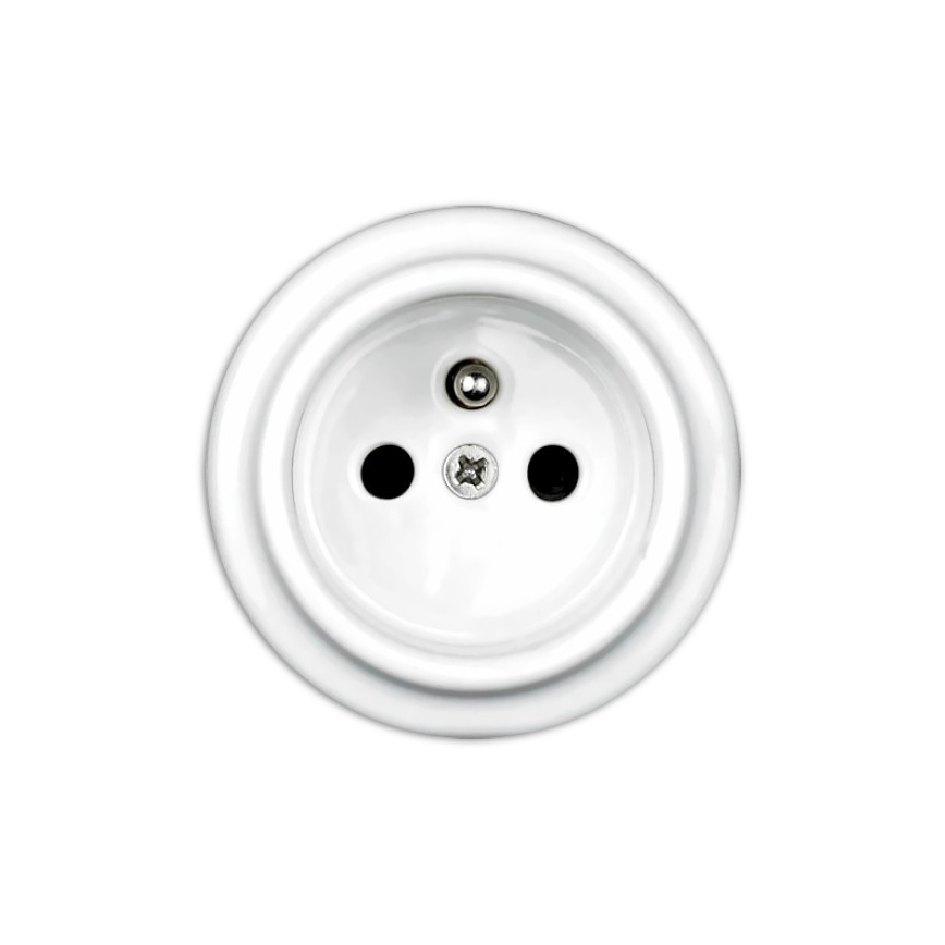 Elhard - Double Retro Ceramic Wall Socket with Frame, 230V, White