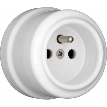 Elhard - Retro Ceramic 230V Domestic Socket, White