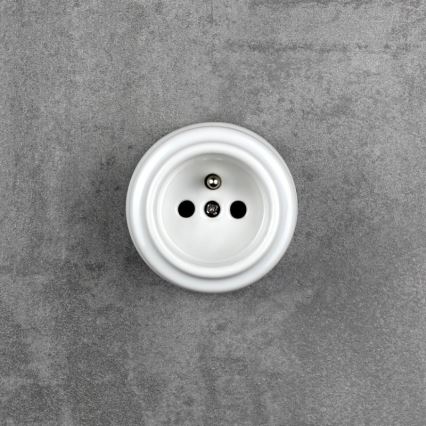 Elhard - Retro Ceramic 230V Domestic Socket, White