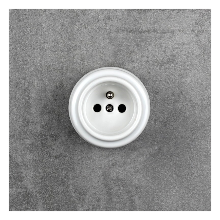 Elhard - Retro Ceramic 230V Domestic Socket, White