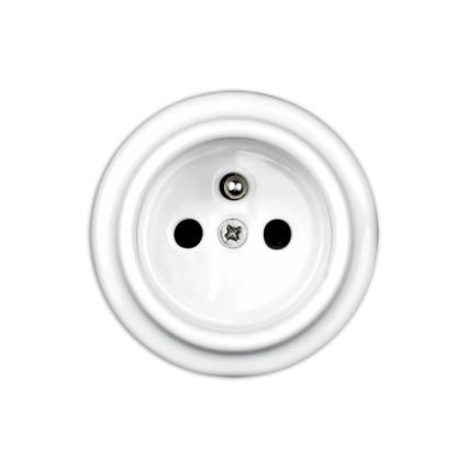 Elhard - Retro Ceramic 230V Domestic Socket, White