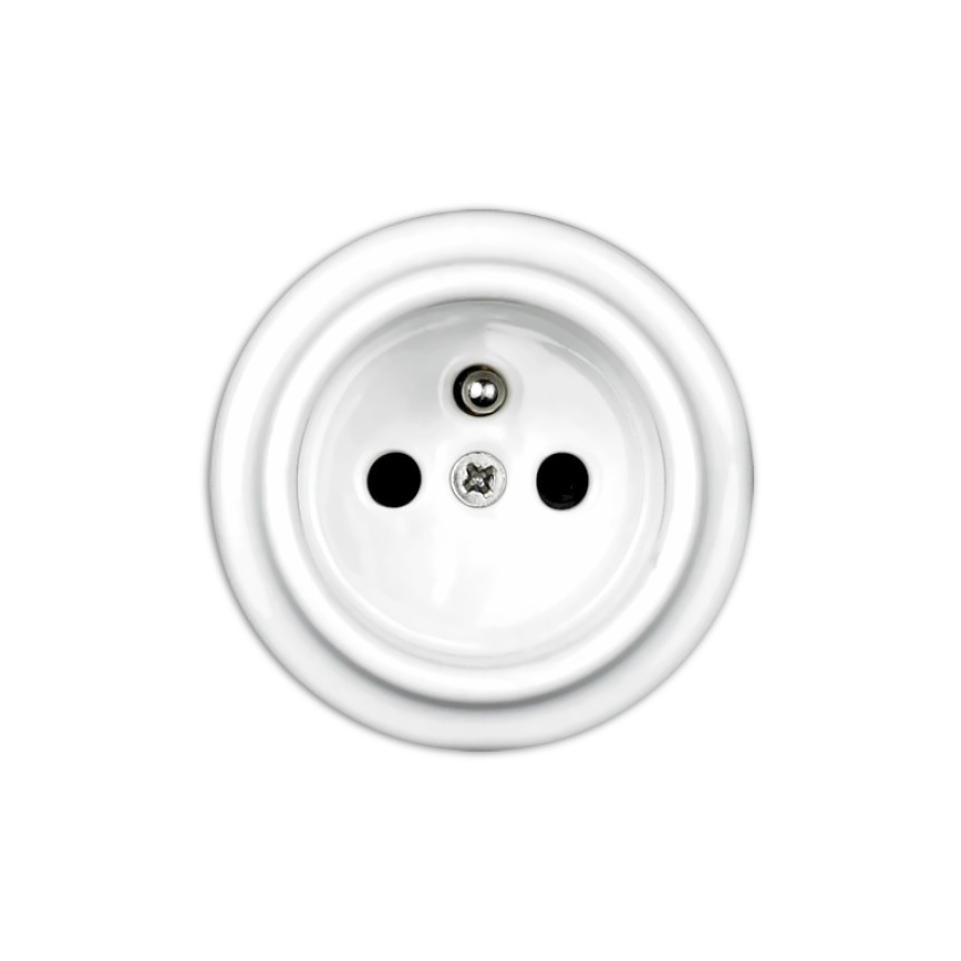Elhard - Retro Ceramic 230V Domestic Socket, White