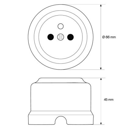 Elhard - Retro Ceramic 230V Domestic Socket, White