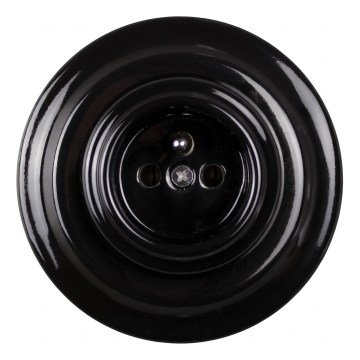 Elhard - Retro ceramic 230V wall socket with frame, black