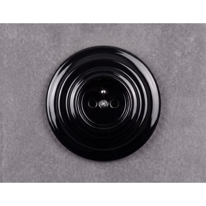 Elhard - Retro ceramic 230V wall socket with frame, black