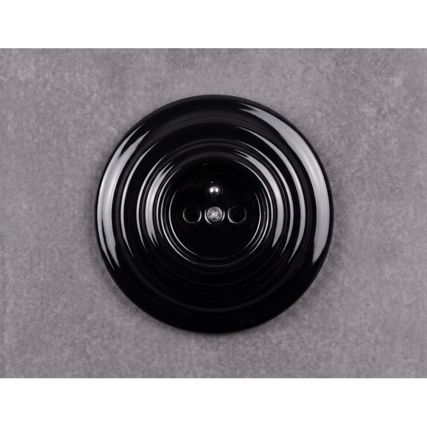 Elhard - Retro ceramic 230V wall socket with frame, black