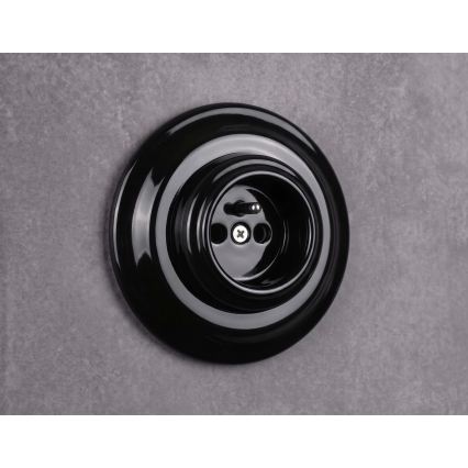 Elhard - Retro ceramic 230V wall socket with frame, black