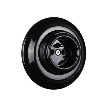 Elhard - Retro ceramic 230V wall socket with frame, black