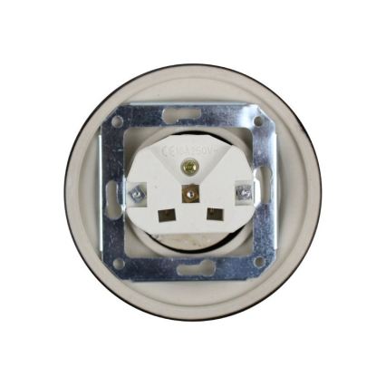 Elhard - Retro ceramic 230V wall socket with frame, black