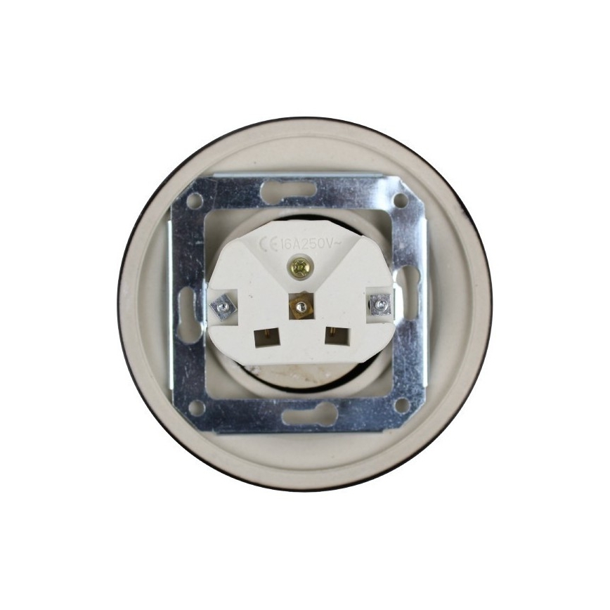 Elhard - Retro ceramic 230V wall socket with frame, black