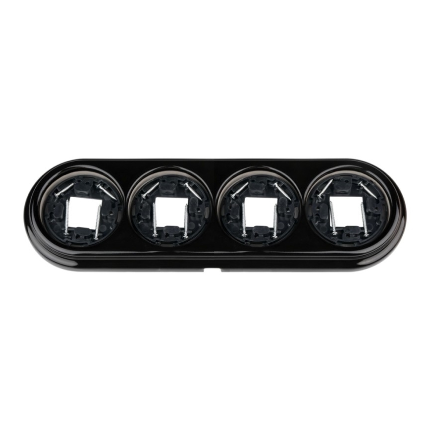 Elhard - Retro Ceramic 4-Gang Faceplate, Black