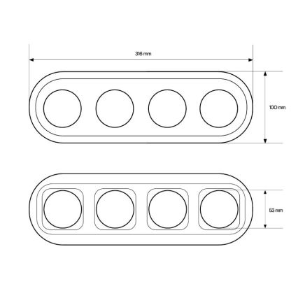 Elhard - Retro Ceramic 4-Gang Frame, White