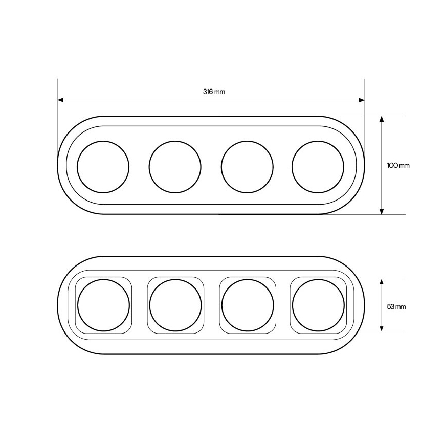 Elhard - Retro Ceramic 4-Gang Frame, White