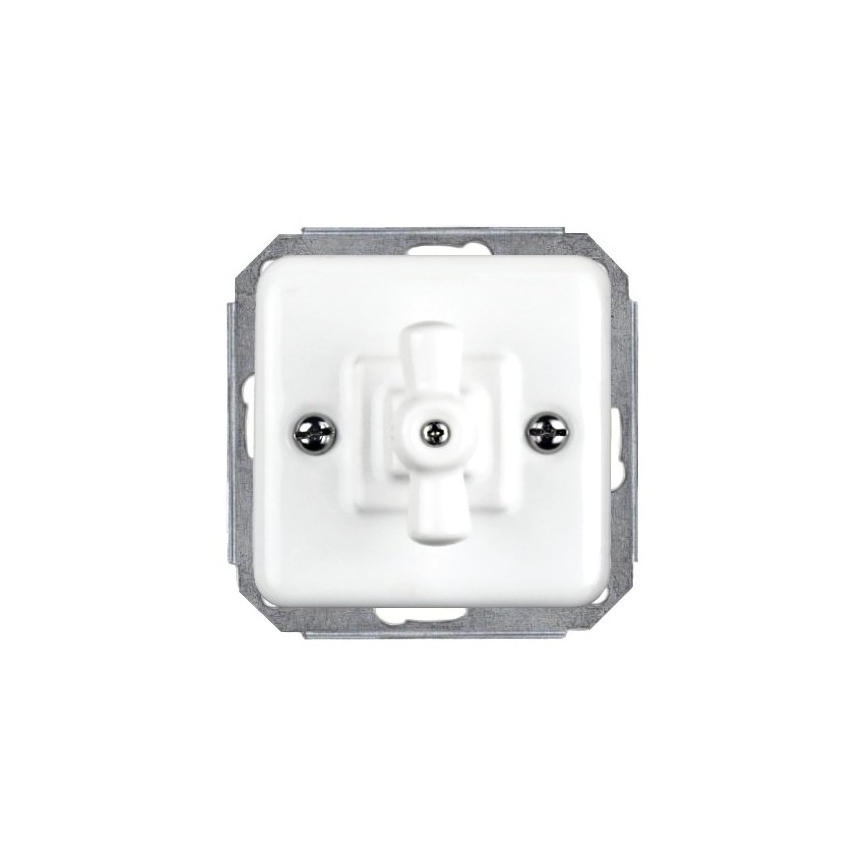 Elhard - Retro Ceramic 4-Way Rotary Switch with Frame No. 7, White