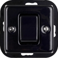 Elhard - Retro ceramic 4-way switch with wide rocker, frameless, No. 7, black