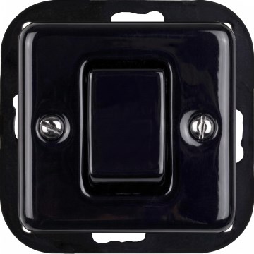 Elhard - Retro ceramic 4-way switch with wide rocker, frameless, No. 7, black
