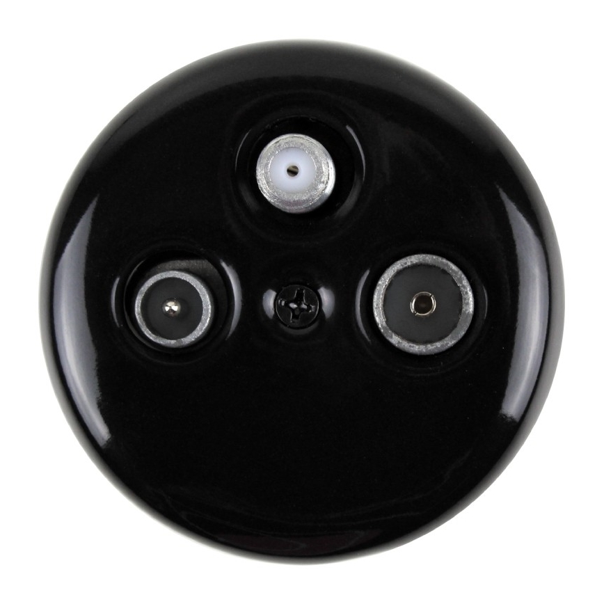 Elhard - Retro Ceramic Antenna Socket TV+FM+SAT, Black