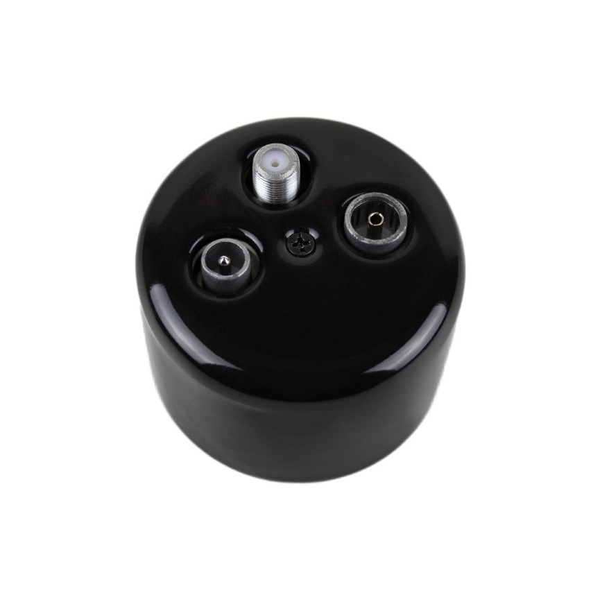 Elhard - Retro Ceramic Antenna Socket TV+FM+SAT, Black