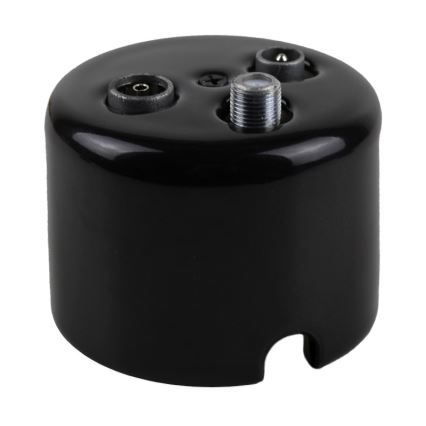 Elhard - Retro Ceramic Antenna Socket TV+FM+SAT, Black