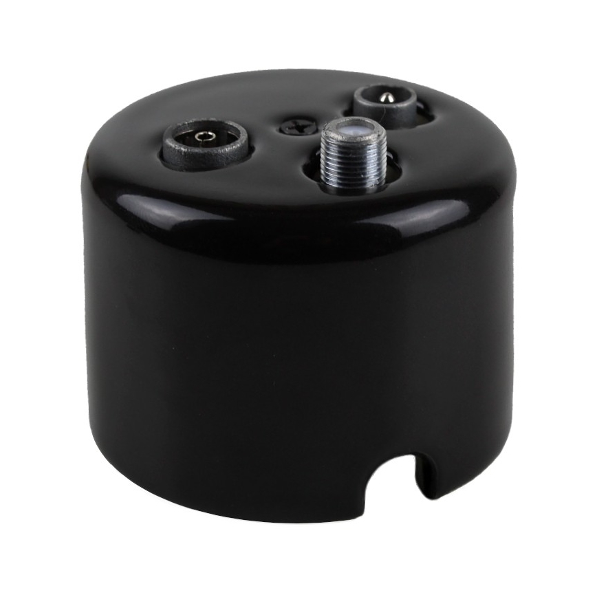 Elhard - Retro Ceramic Antenna Socket TV+FM+SAT, Black