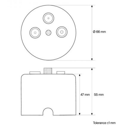 Elhard - Retro Ceramic Antenna Socket TV+FM+SAT, Black