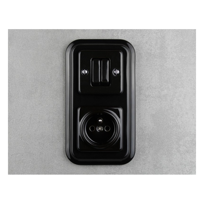 Elhard - Retro Ceramic Double Frame, Black