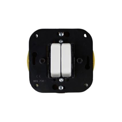 Elhard - Retro Ceramic Double-Gang Staircase Switch, Frameless, No. 6+6, White