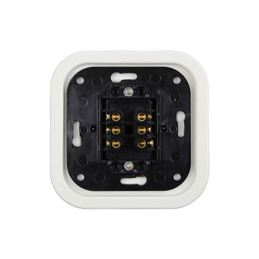 Elhard - Retro Ceramic Double-Gang Staircase Switch, Frameless, No. 6+6, White