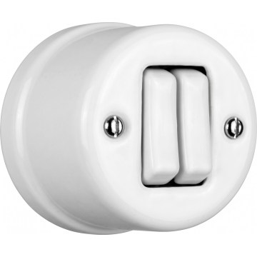 Elhard - Retro Ceramic Double Staircase Switch No. 6+6, White