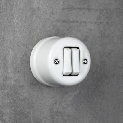 Elhard - Retro Ceramic Double Staircase Switch No. 6+6, White