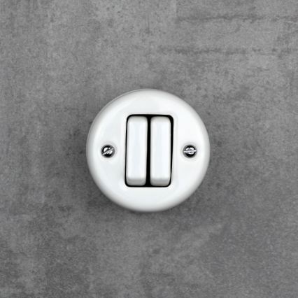 Elhard - Retro Ceramic Double Staircase Switch No. 6+6, White