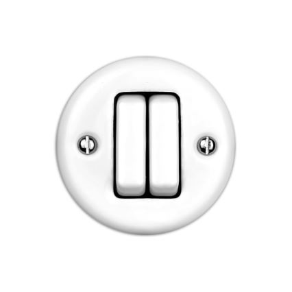 Elhard - Retro Ceramic Double Staircase Switch No. 6+6, White