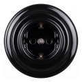 Elhard - Retro ceramic household SCHUKO socket with frame, 230V, black