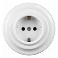 Elhard - Retro ceramic household SCHUKO socket with frame 230V white