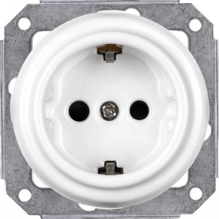Elhard - Retro ceramic household SCHUKO socket with frame 230V white