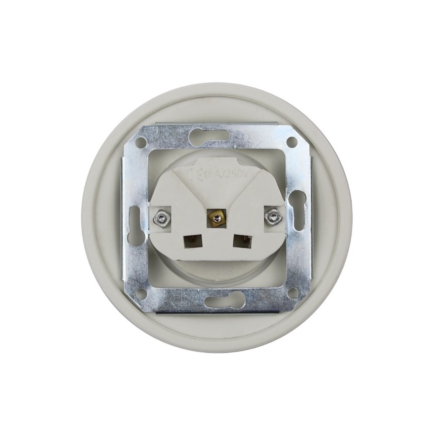 Elhard - Retro ceramic household SCHUKO socket with frame 230V white