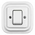 Elhard - Retro ceramic intermediate (4-way) switch with wide rocker, frame No. 7, white