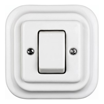 Elhard - Retro ceramic intermediate (4-way) switch with wide rocker, frame No. 7, white